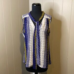 Banana Republic Women’s Medium Sheer Sleeveless Blouse Button Up Abstract Design